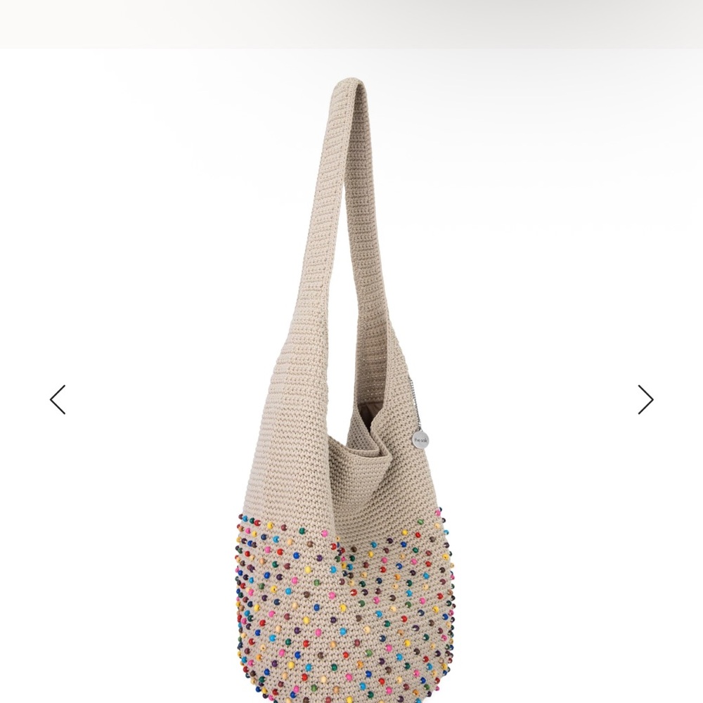 The Sak Crochet Shoulder Bag - Khaki / with colored beads